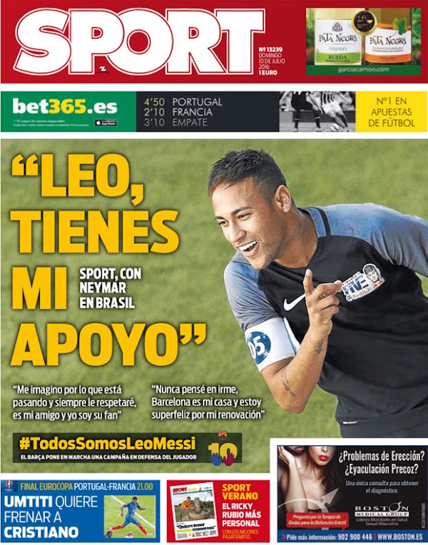 FC Barcelona, Sport: "Leo, tienes mi apoyo"