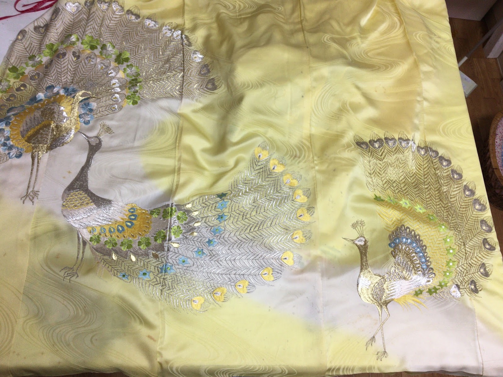 在庫有】 絹 生成り 繋ぎ合わせ ベットカバー 着物リメイク その他