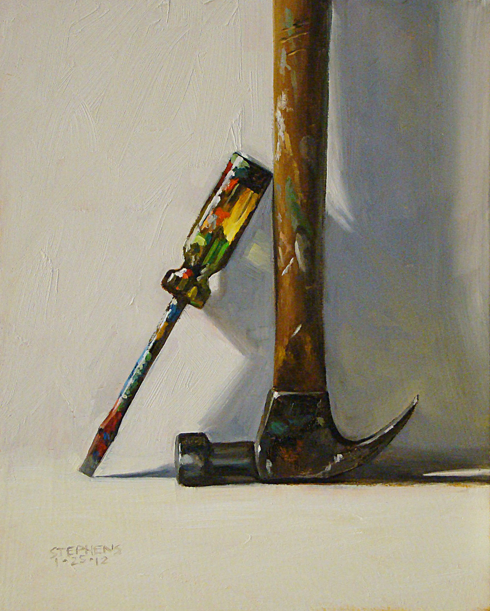 Daily Painting hammer with painted screwdriver 2 8x10