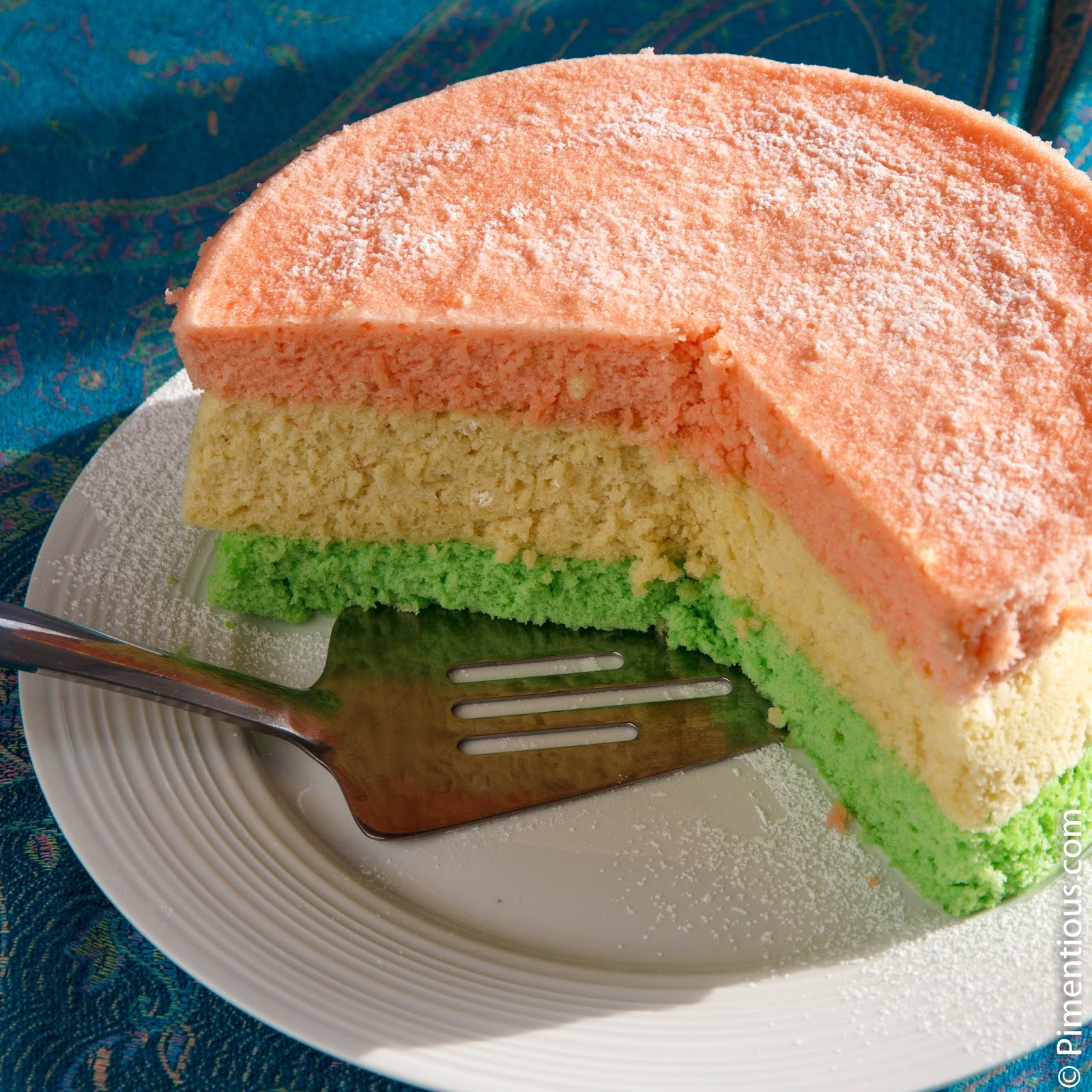 Bolu Pelangi Kukus (Rainbow Steamed Cake) Pimentious