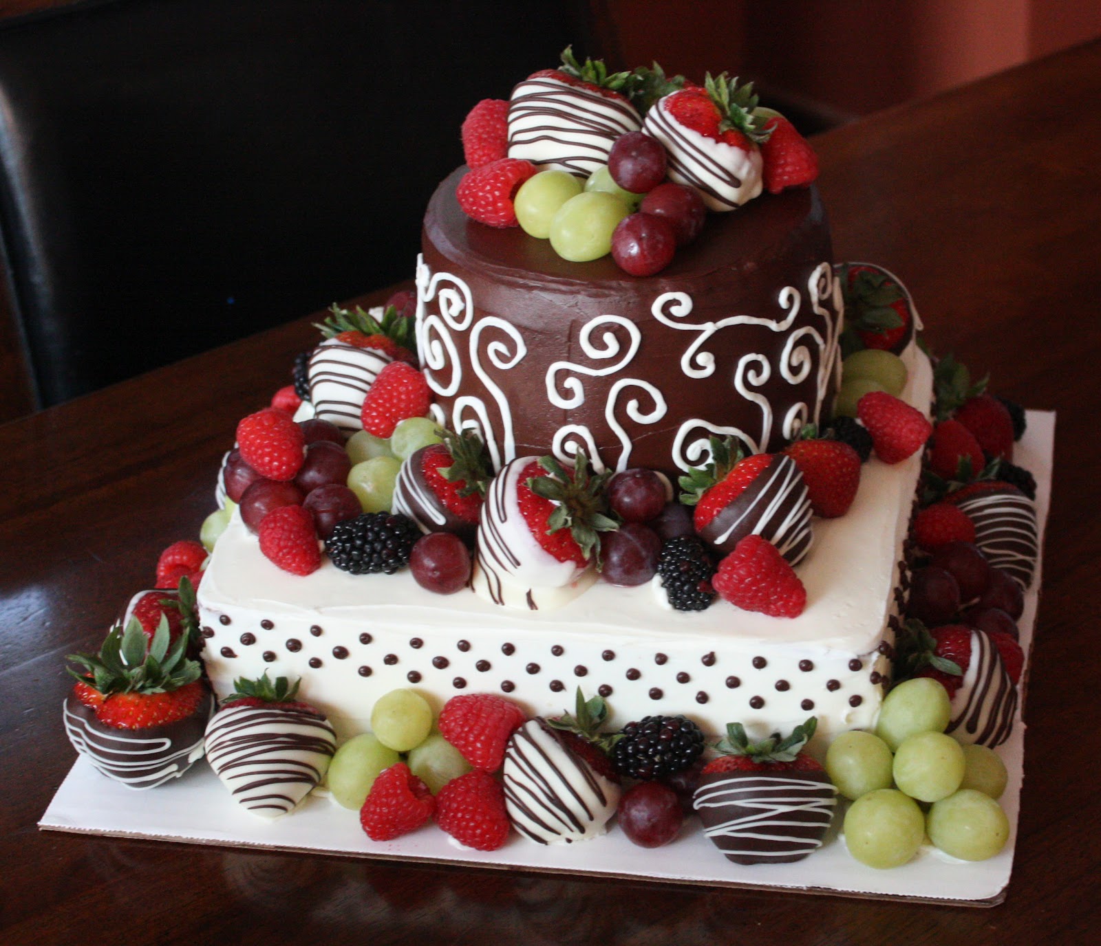 Chocolate Birthday Cake with Strawberries