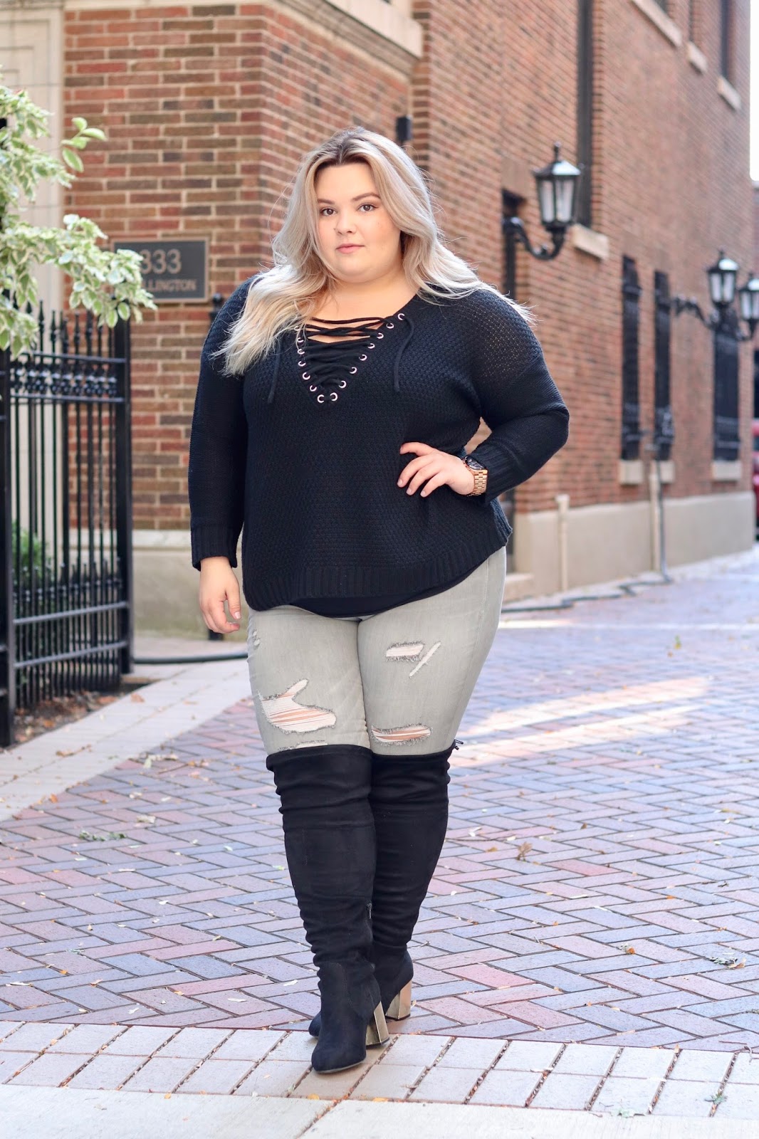 plus size wide calf over the knee boots, over-the-knee boots, wide calf boots, wide calf, cheap wide calf boots, over the knee boots, wide fit, Natalie in the city, Natalie Craig, Chicago fashion blogger, plus size Chicago fashion blogger, midwest fashion blogger, curves and confidence, Charlotte Russe, plus size fashion, fatshion, affordable plus size clothes