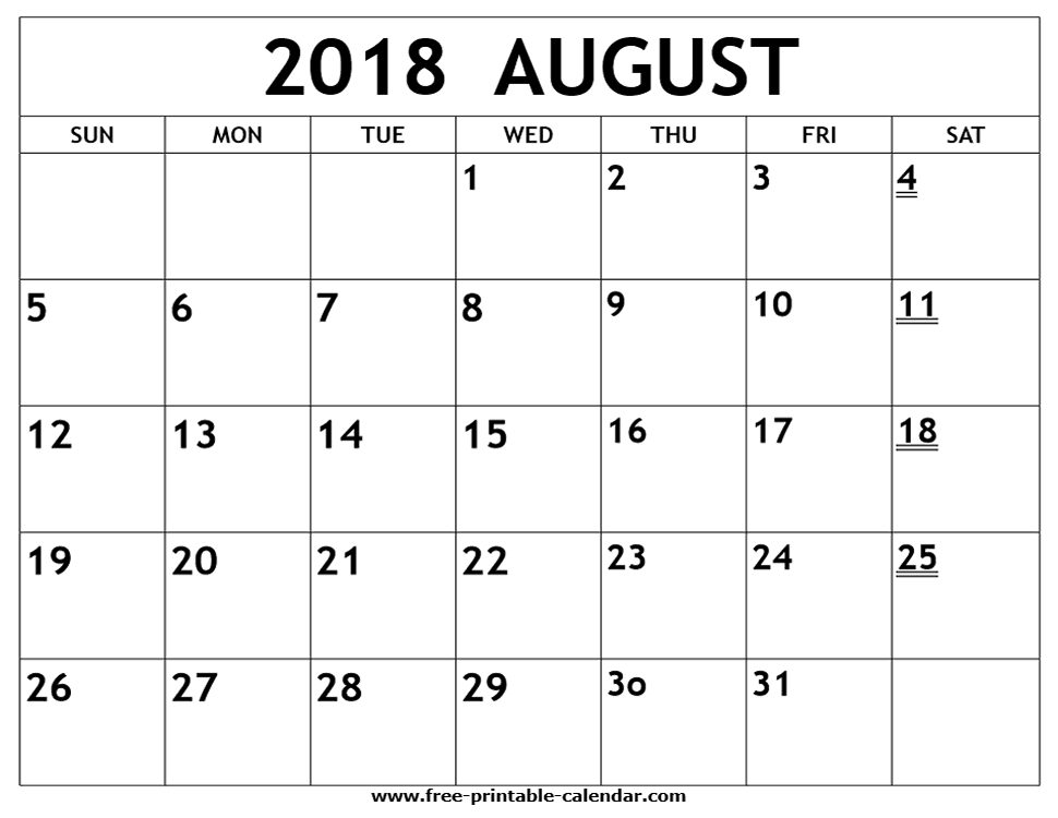 Free Printable Calendar 2019 Free Printable Calendar August