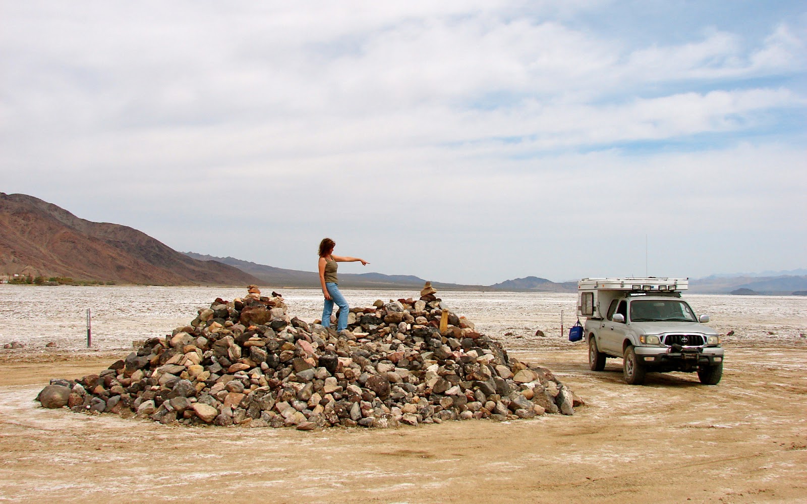Our Four Wheel Camper Crossing Soda Lake on the Mojave Road
