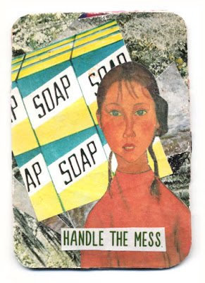 hand cut collage artist trading card