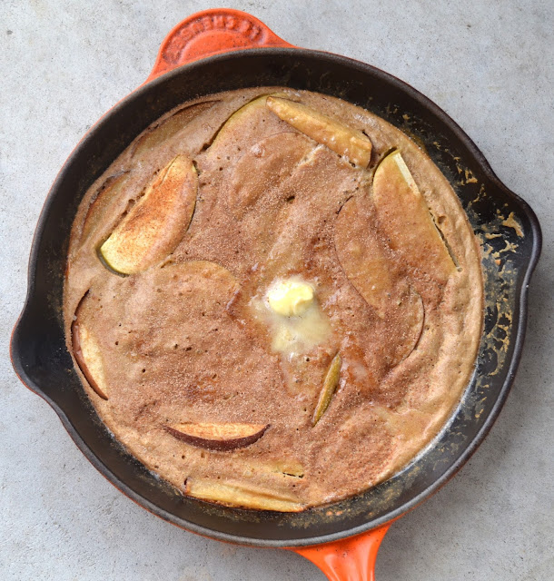 Apple Cinnamon Dutch Baby- protein packed, whole grain and delicious!