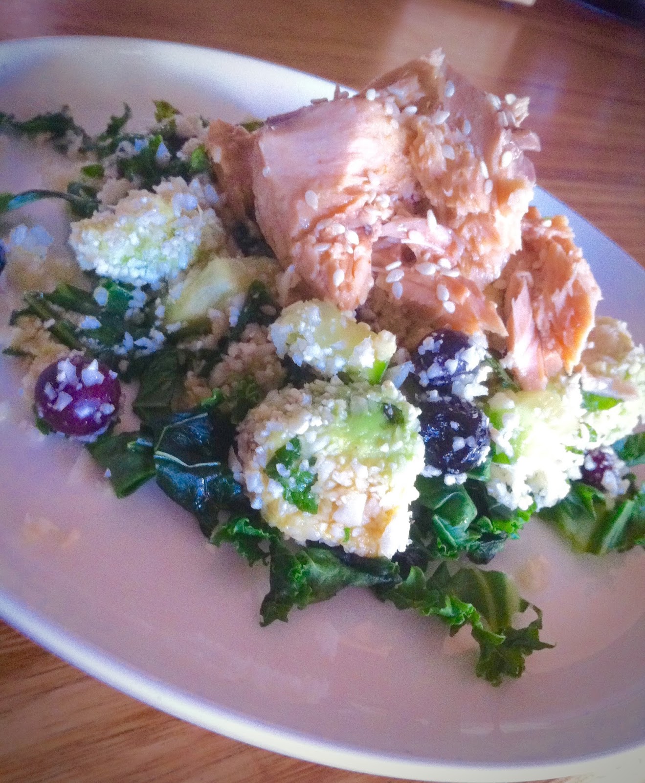 Salmon, blueberry and avo salad...screwing up supermarket recipes!