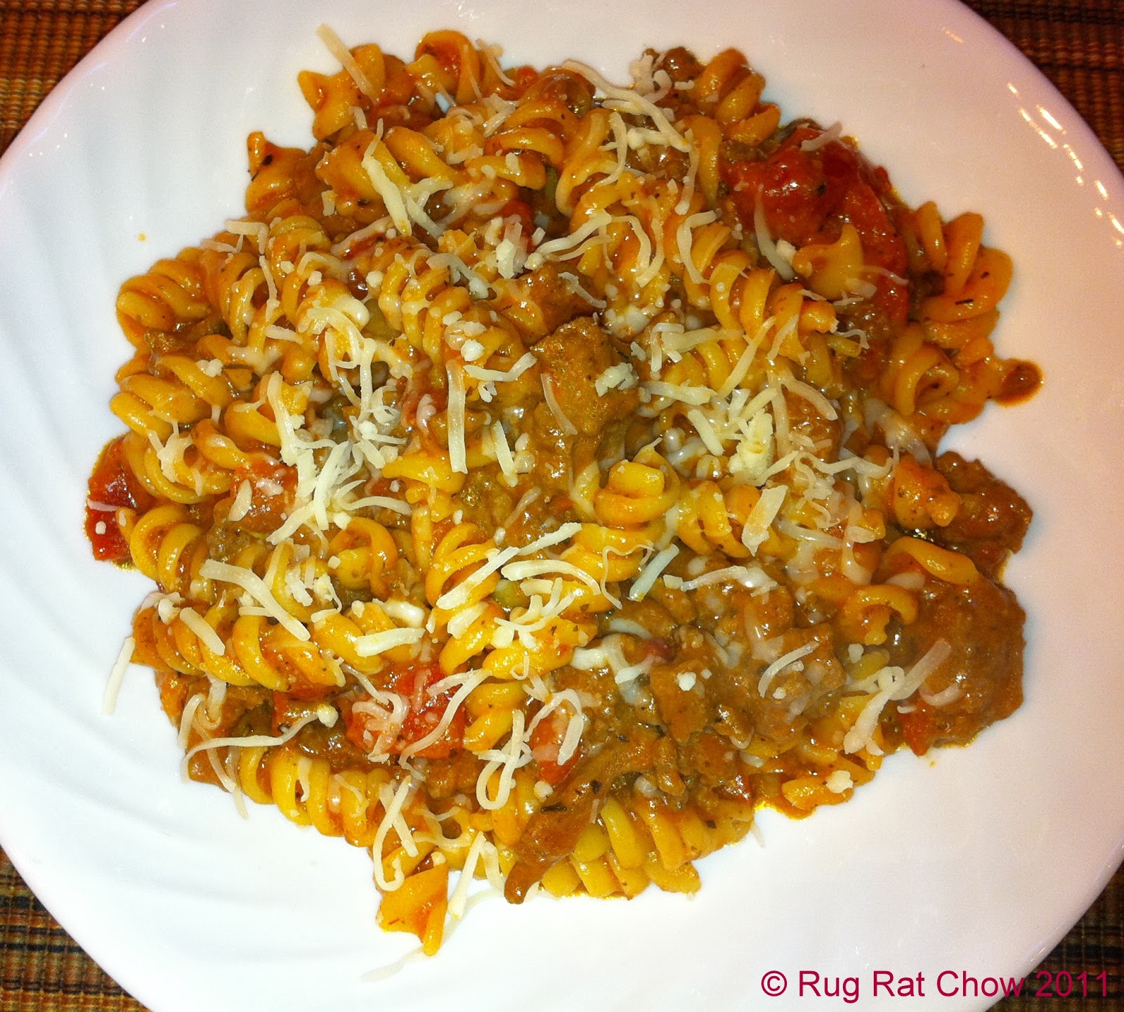 A Whole Food Life Rotini with Homemade Meat Sauce