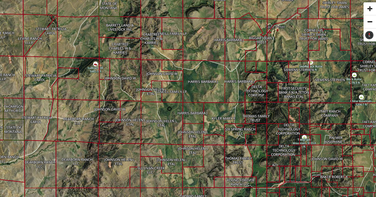 iBoating iHunting Cadastral map of US with Property Lines & Hunt Layers