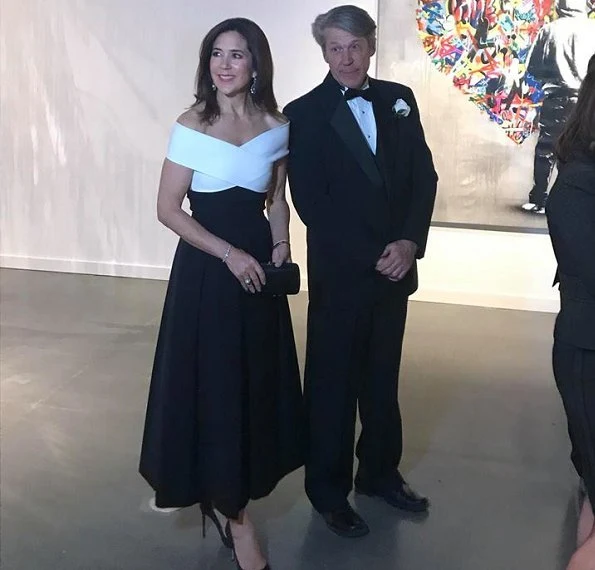 Crown Princess Mary wore Preen by Thornton Bregazzi Virginia Dress and Princess Mary carried Sergio Rossi black clutch, Gianvito Rossi shoes