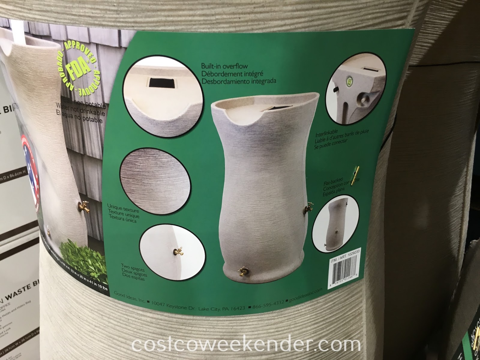 Good Ideas Impressions Corsican 50 Rain Barrel Costco Weekender