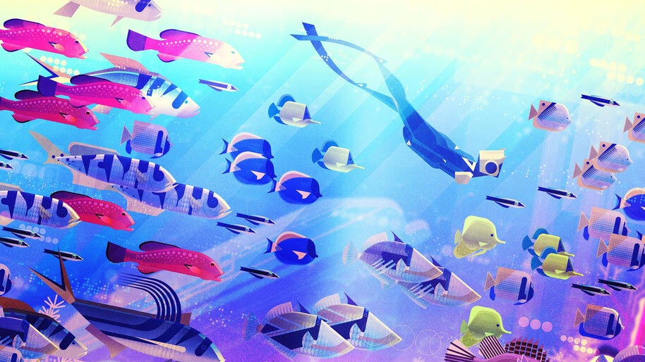 Underwater, Fish, Digital Art, Abstract, 4K, #4.2070