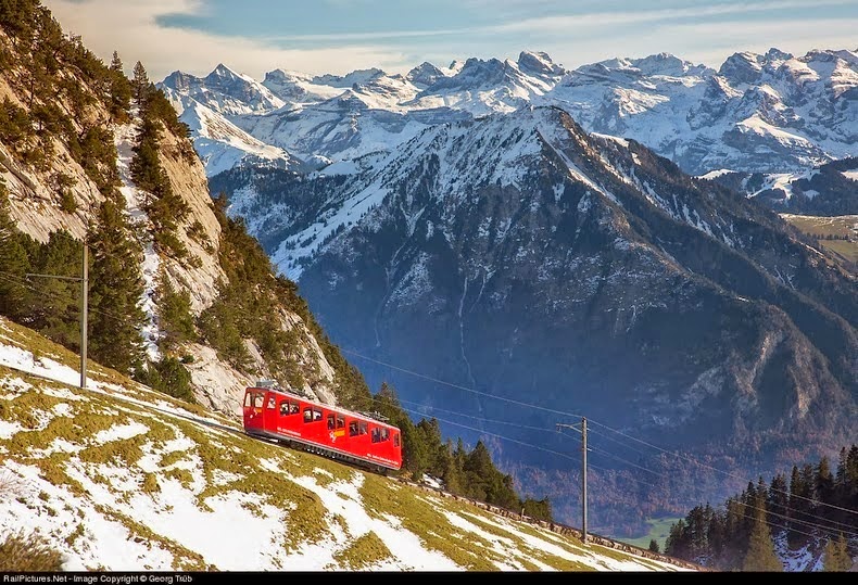 The World's Steepest Cogwheel Railway at Mount Pilatus The World's Steepest Cogwheel Railway at Mount Pilatus