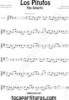 Partitura de Cornos y Trompa en Mi bemol Los Pitufos The Smurfs Sheet Music for Horn (Music scores). Para tocar con la música original