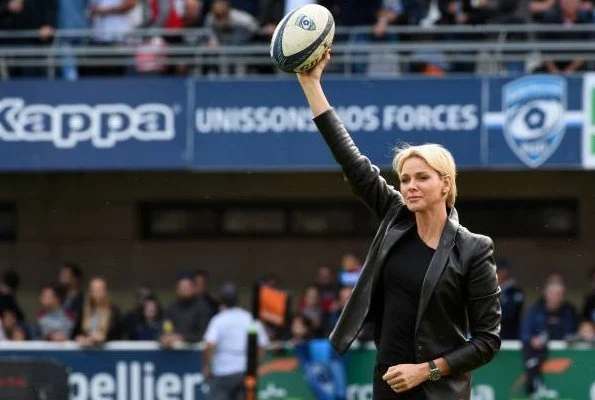 Princess Charlene was invited to rugby match by Montpellier rugby club's president Mohed Altrad, and vice president Jean-Luc Meissonnier