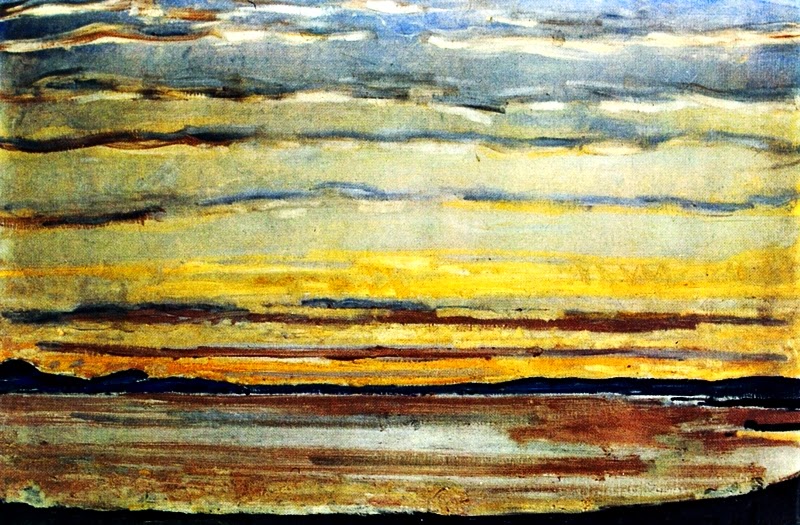 Ferdinand Hodler: Sonnenuntergang am Genfer See. 1915