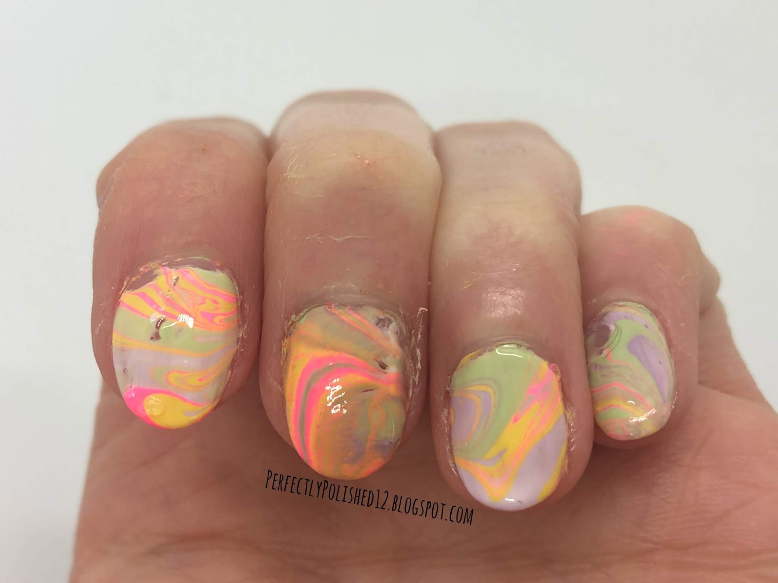 Perfectly Polished 12: Neon Water Marble