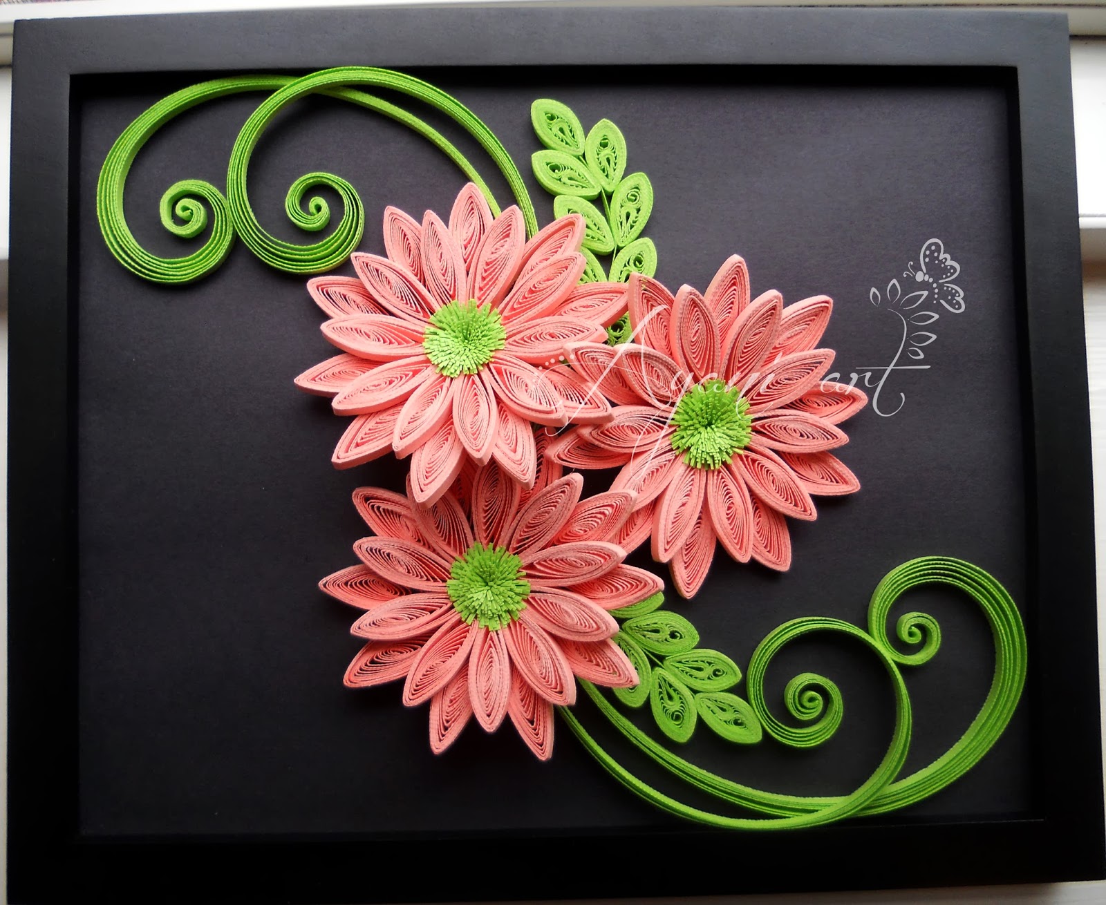 Ayani art Quilling in Pink and Green