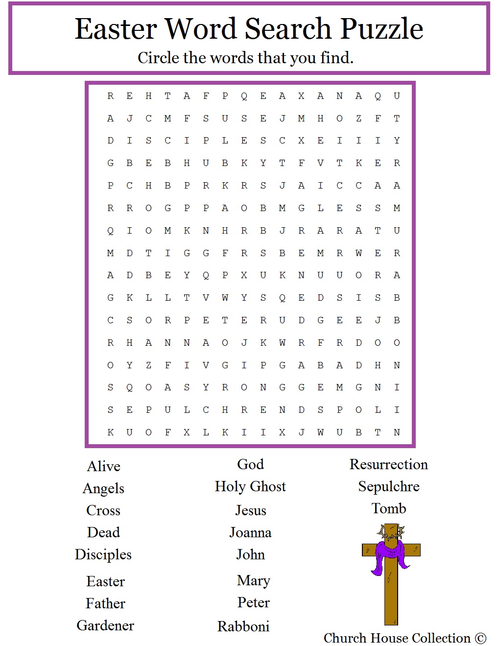 Christian Easter Word Search Free Printable