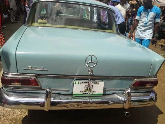 Ayo fayose Mercedes 230 1965 model car used for inauguration ceremony