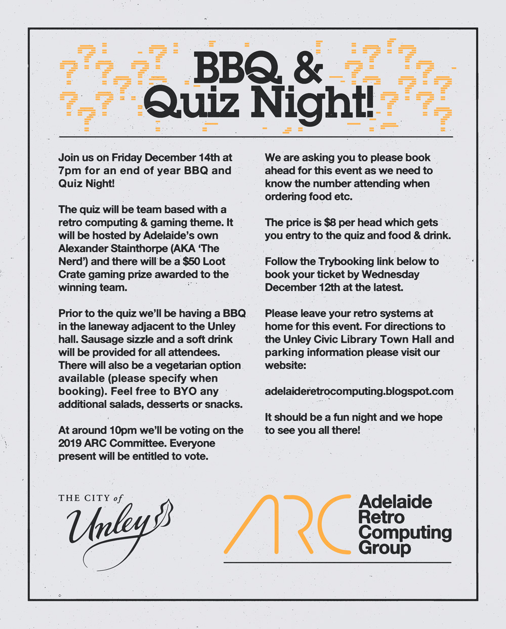 Adelaide Retro Computing (ARC) Group Inc. December BBQ & Quiz!