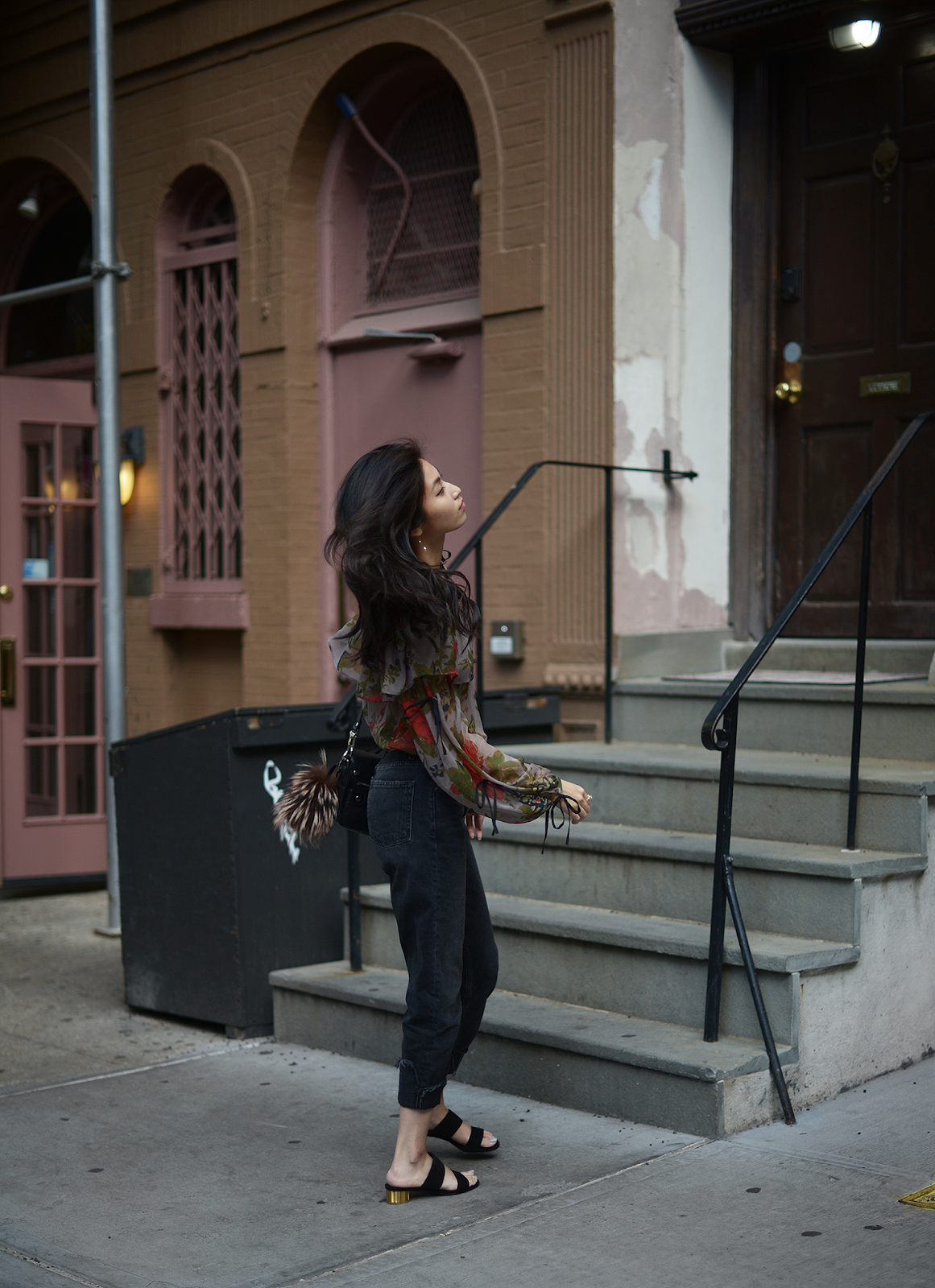 Couch Florals Tied Sleeves Top - Couch Florals / FOREVERVANNY.com