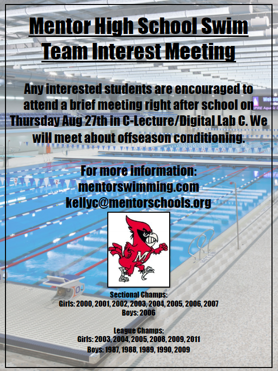 Mentor High School Swim Team Swim Team Information Meeting