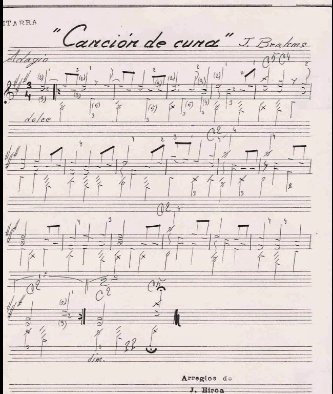 Brahms J - Cancion de cuna | Partituras para Guitarra