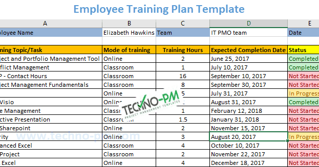 Employee Training Plan Excel Template Download Project Management 