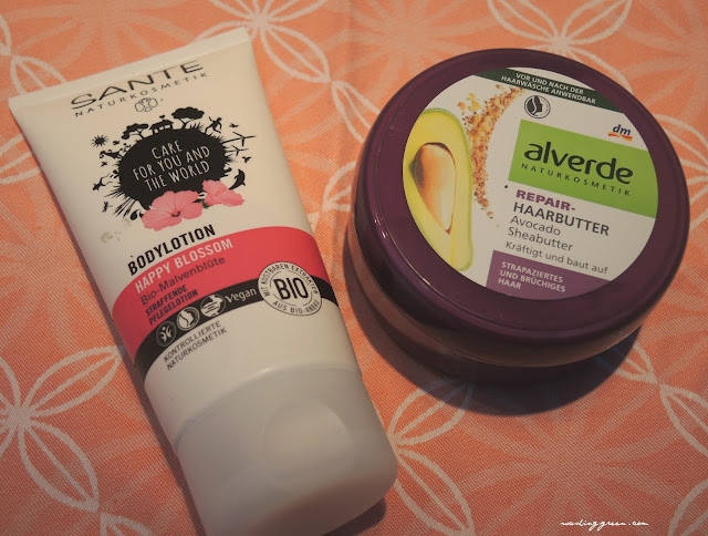 Sante Bodylotion Happy Blossom, Alverde Repair Haarbutter