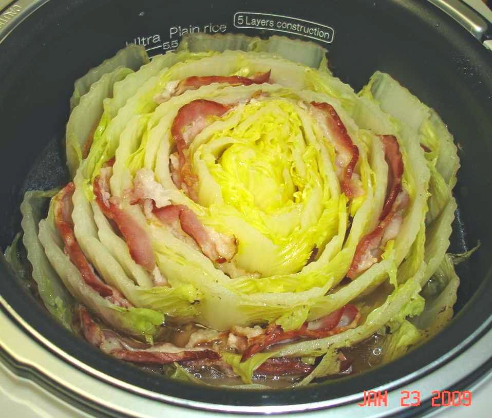 Fidgety Fingers RICE COOKER NAPA CABBAGE AND BACON