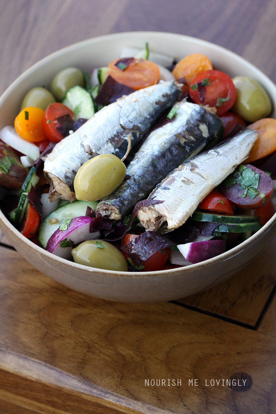 Nourish me lovingly Mediterranean sardine salad (PALEO)