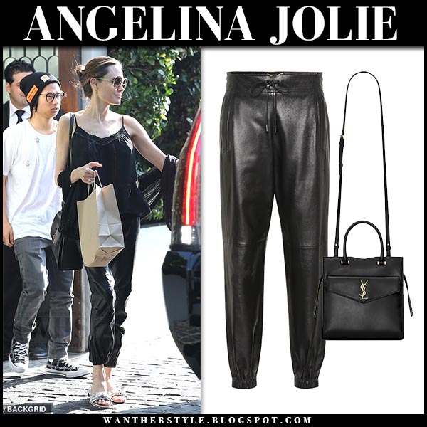 Angelina Jolie Tan Leather Sandals Street Style Spring Summer 2020