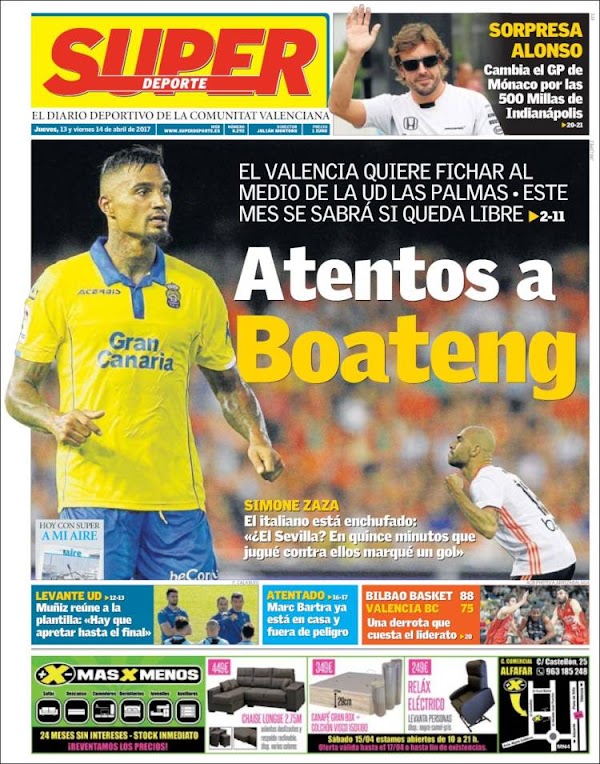 Valencia, Superdeporte: "Atentos a Boateng"