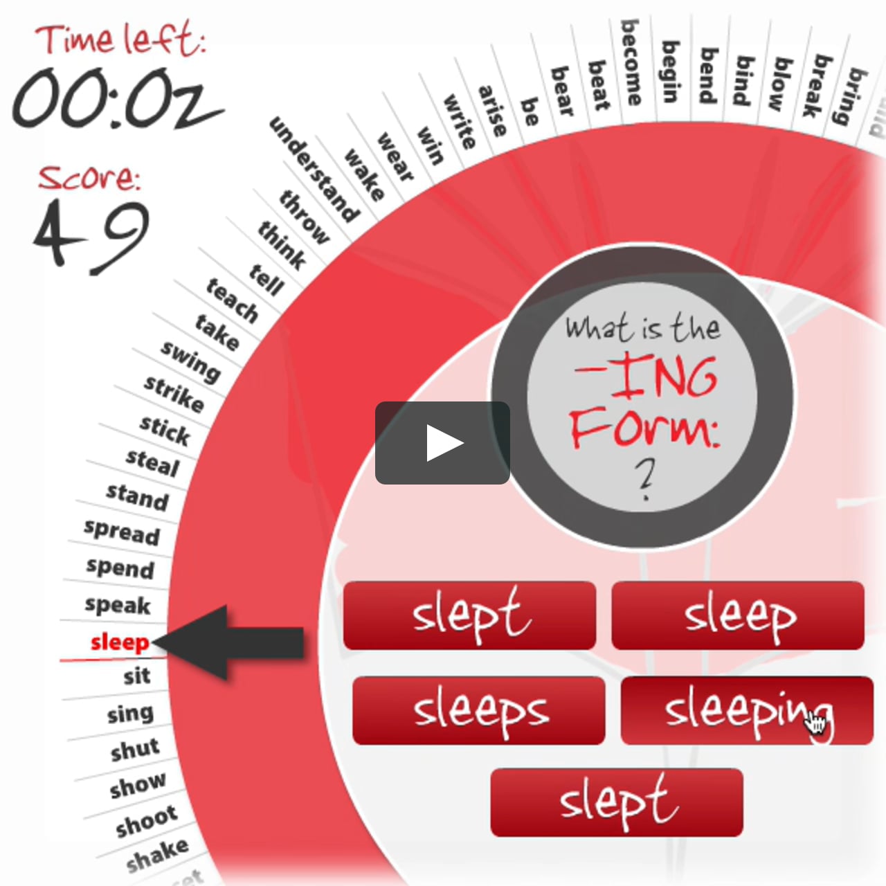 English for everyone iRREGULAR VERB WHEEL GAME