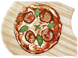 Pepperoni Pizza linocut