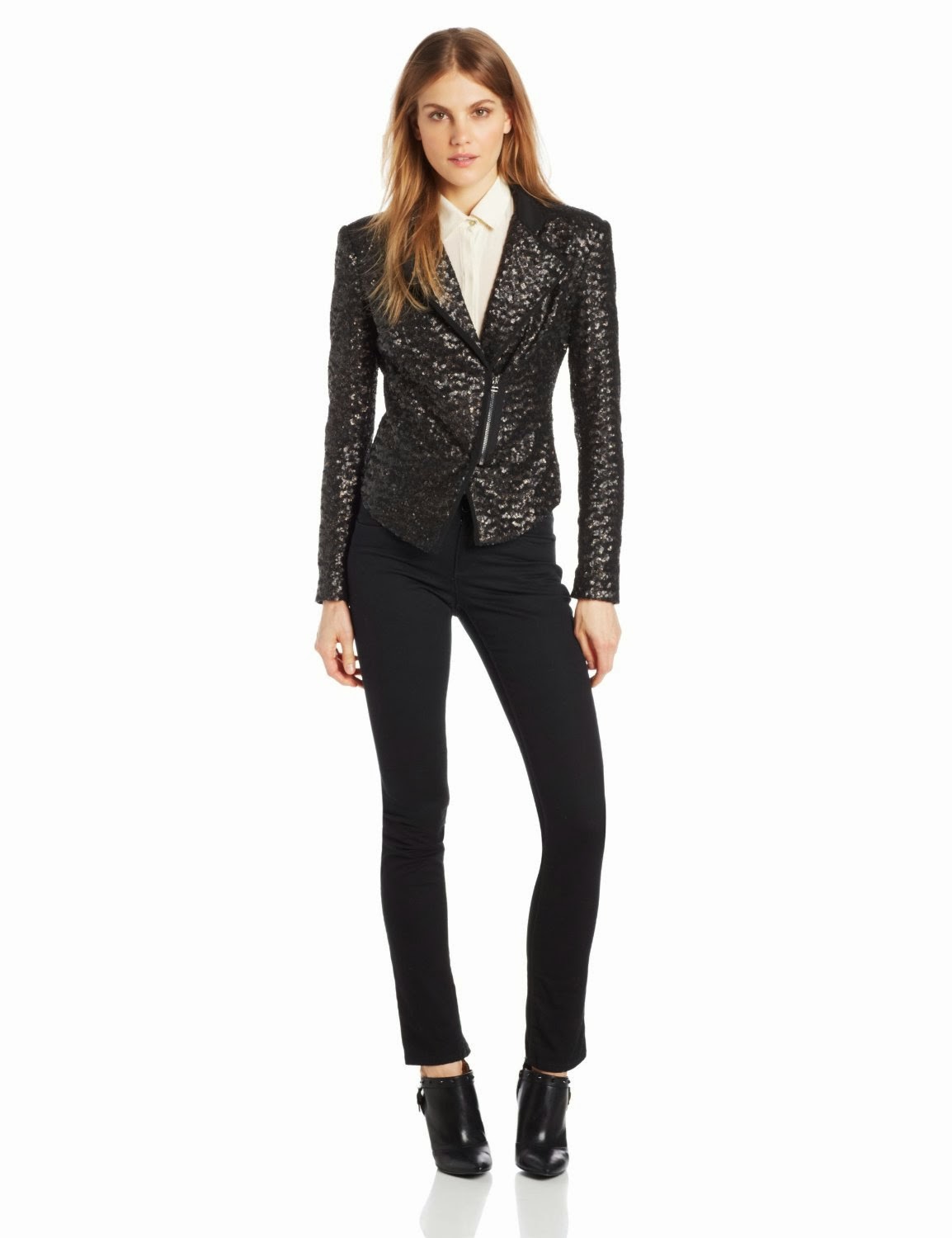 Look Glamorous in Black Sequin Jacket All About Fashion