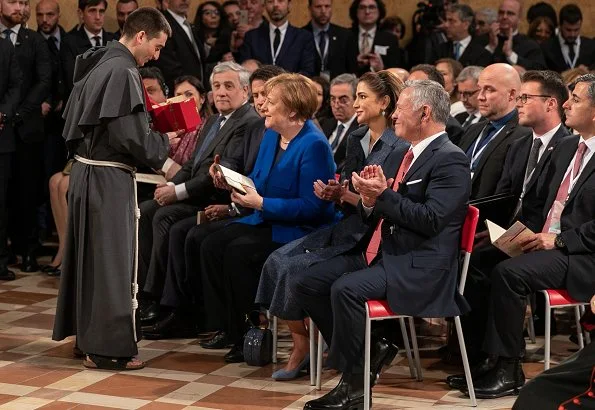 Queen Rania, German Chancellor Angela Merkel, Italian Prime Minister Giuseppe Conte