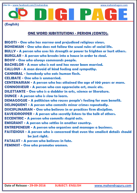  DP | ONE WORD SUBSTITUTION | 29-Sep-16