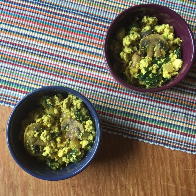Home Cooked Vegan Spinach and Mushroom Tofu Scramble
