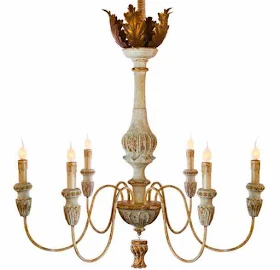 Tutu French Country Weathered White and Antique Gold Chandelier.