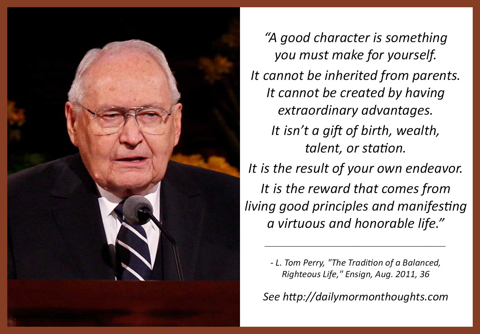 Daily Thought from Modern Prophets: Elder L. Tom Perry on building a