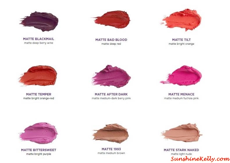 Urban Decay Matte Revolution Lipstick Shades.