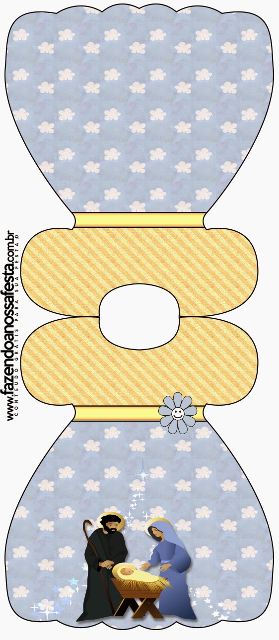 Belén Navideño: Invitaciones para Imprimir Gratis. Tarjeta con forma de vestido.