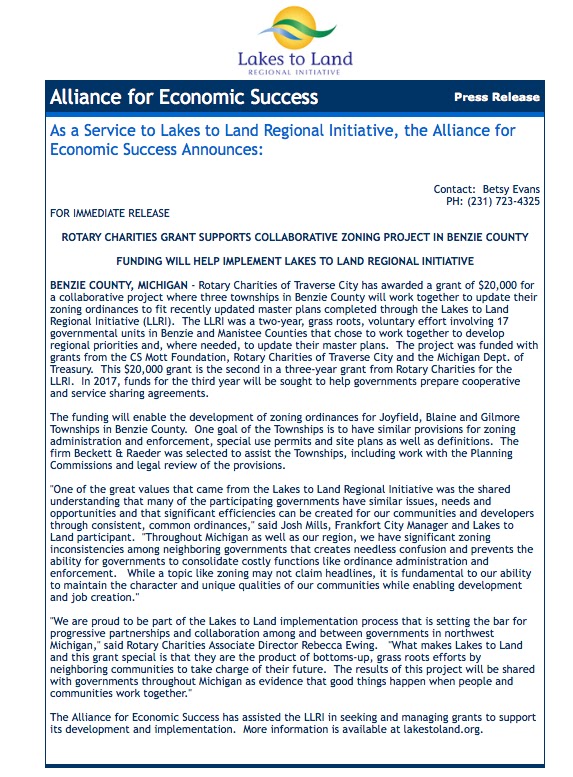 Joyfield Residents for Accountable Government Collaborative Zoning