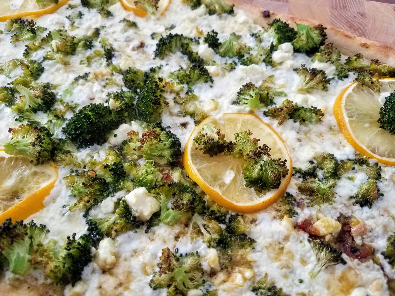 Roasted Broccoli + Garlic Scape Pesto Pizza