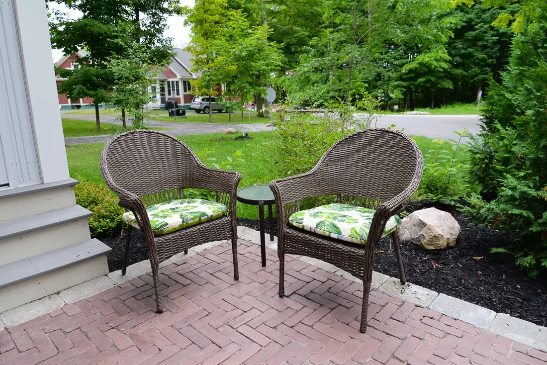 prince edward county landscaping, cottage landscaping, country garden, four seasons landscaping pec, red herringbone brick walkway