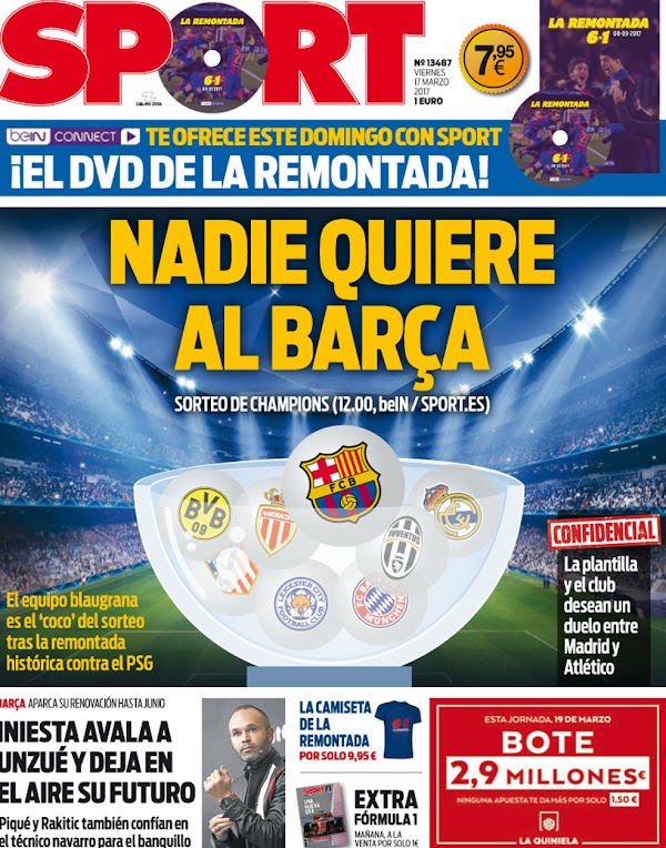 FC Barcelona, Sport: "Nadie quiere al Barça"