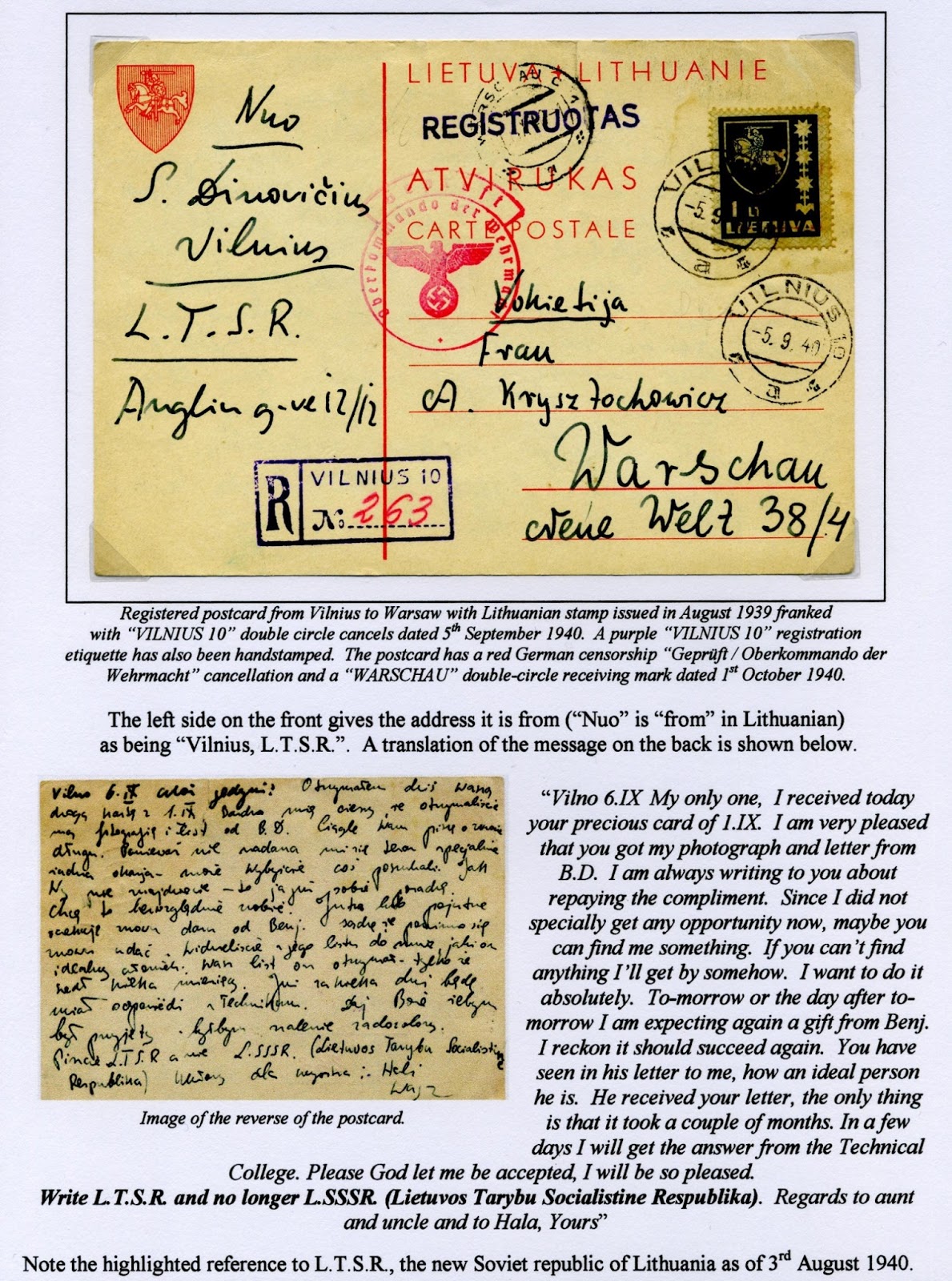 Lithuanian philately blog Vilnius 1940