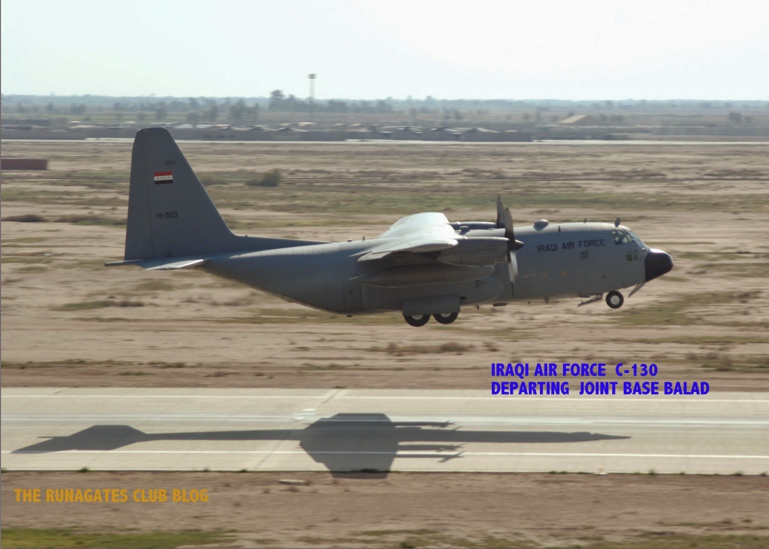 Iraqi Air Force C-130 transport photographed departing Joint Base Balad